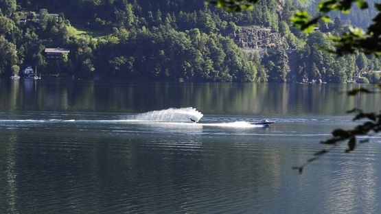 Wasserskisportler am See